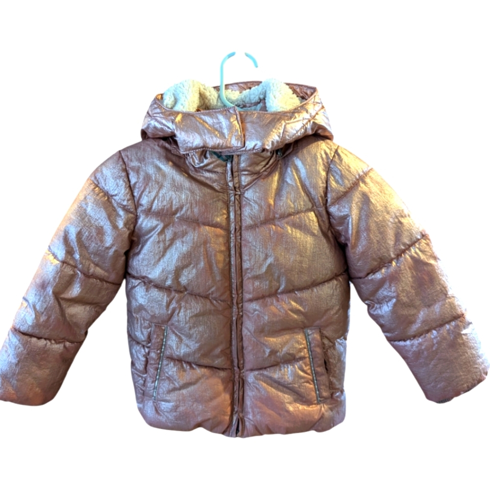 Mini Boden Metallic Puffer Jacket